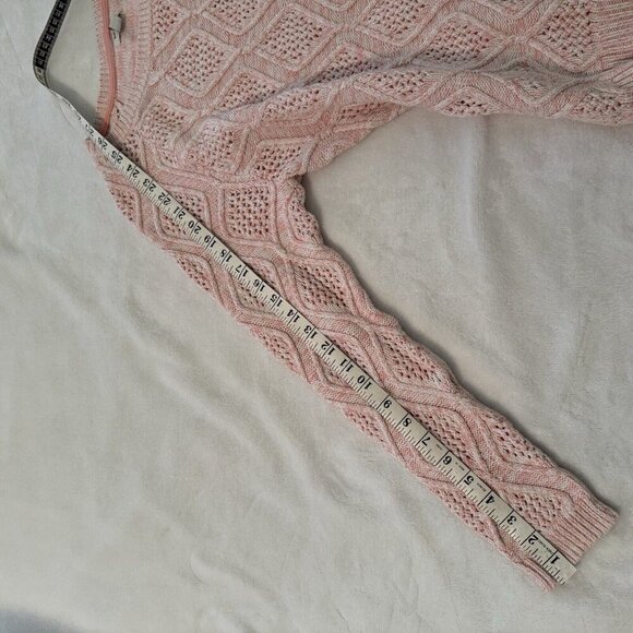 Sonoma Life + Style Chunky Cable Knit Sweater Women’s Size Medium Pink White - Picture 8 of 9
